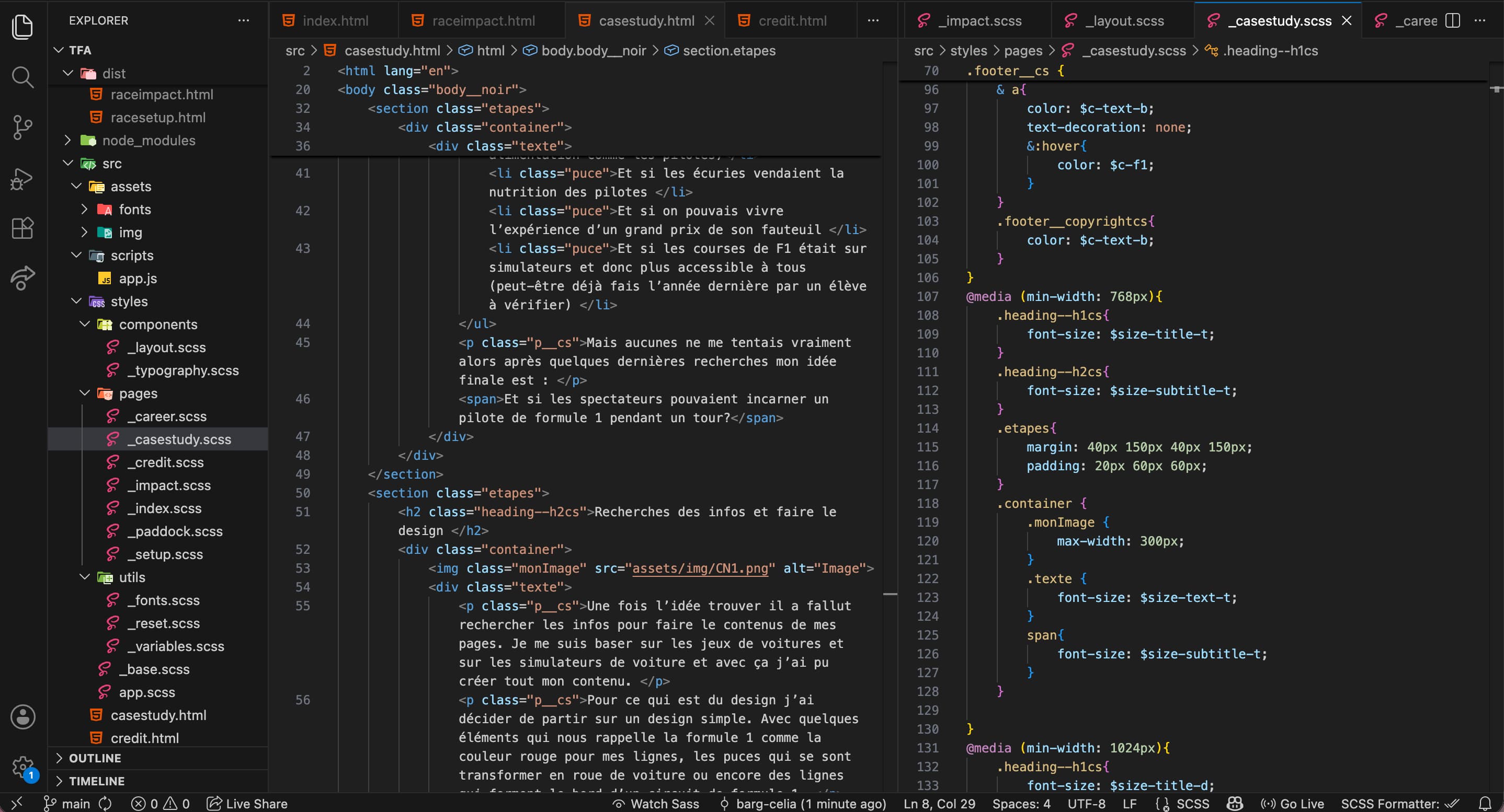 Image qui montre mon fichier vscode