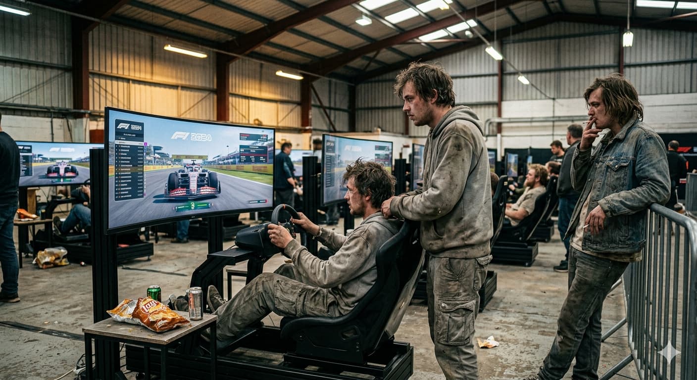 hero image qui illustre l'impact de l'experience, ici on voit un homme au simulateur avec d'autre hommes autours et leurs higyènes de vies est médiocre