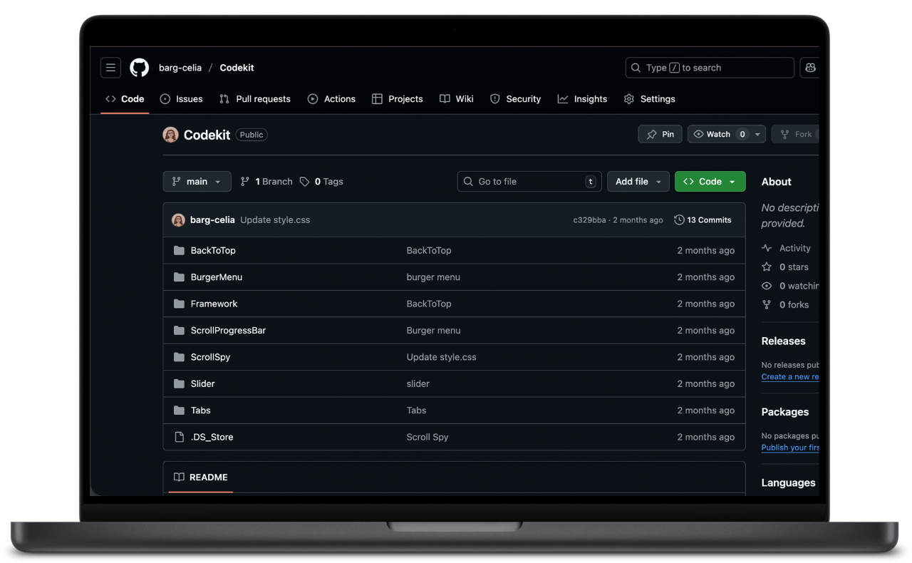 Mockup d'un ordinateur qui illustre le projet codekit